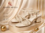 Happy Heels Ivory Glam Stud Heels sandle