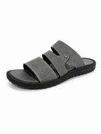 Happy Heels Urban Comfort Dual Strap Slides – Camel Brown and Black and Gray, Blue