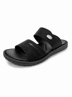 Happy Heels Urban Comfort Dual Strap Slides – Camel Brown and Black and Gray, Blue