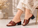 Happy Heels Mocha Luxe Block Heels – Black and brown