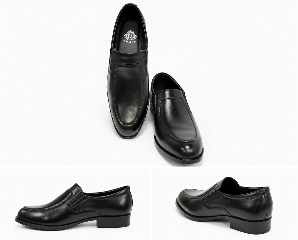 HappyHeel Executive Luxe Formal Loafers – Black Maroon