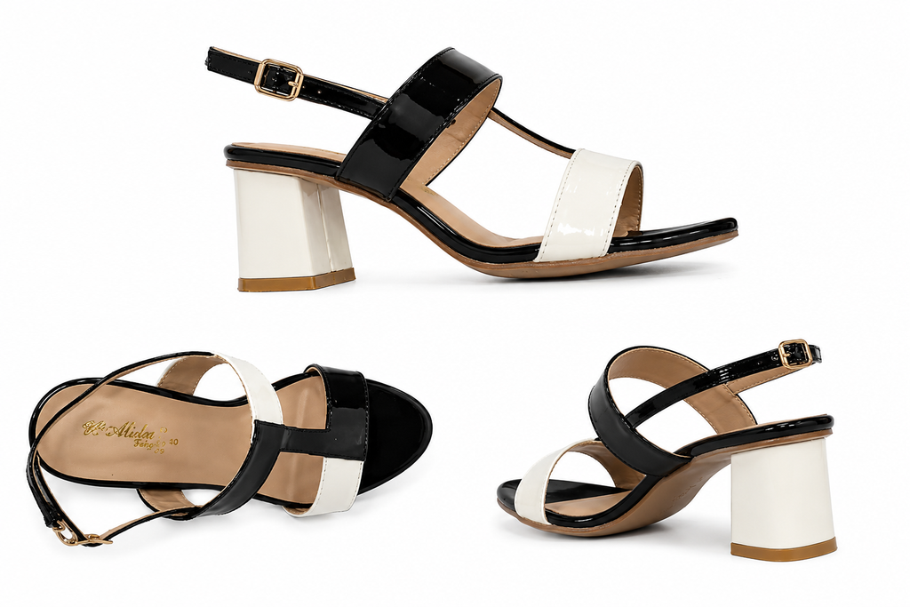 Noir Contrast Heels by Happy Heels