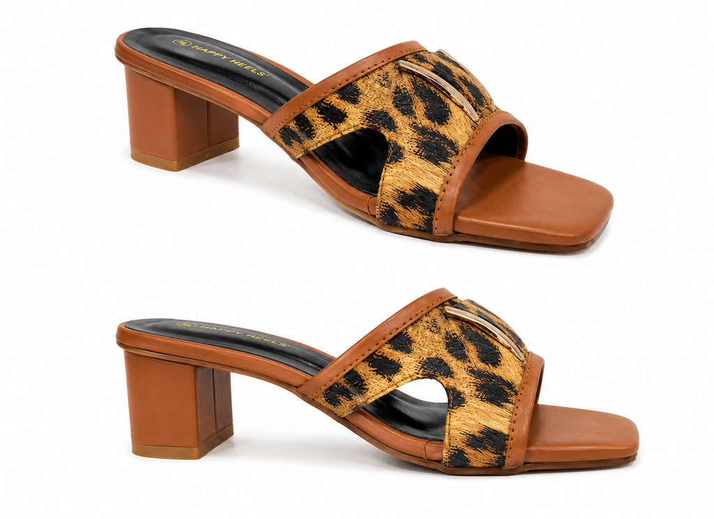 Happy Heels Leopard Luxe Block Heels for Women