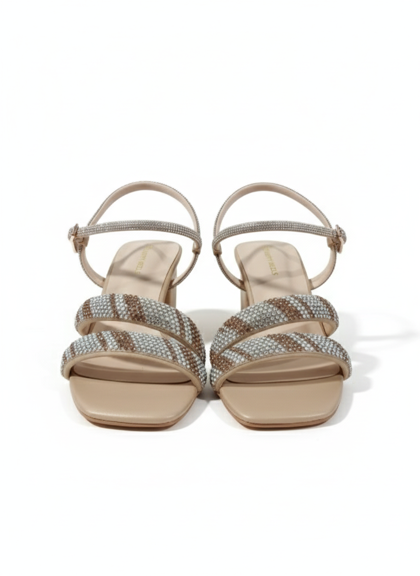 Aurora Stripe Crystal Block Heels