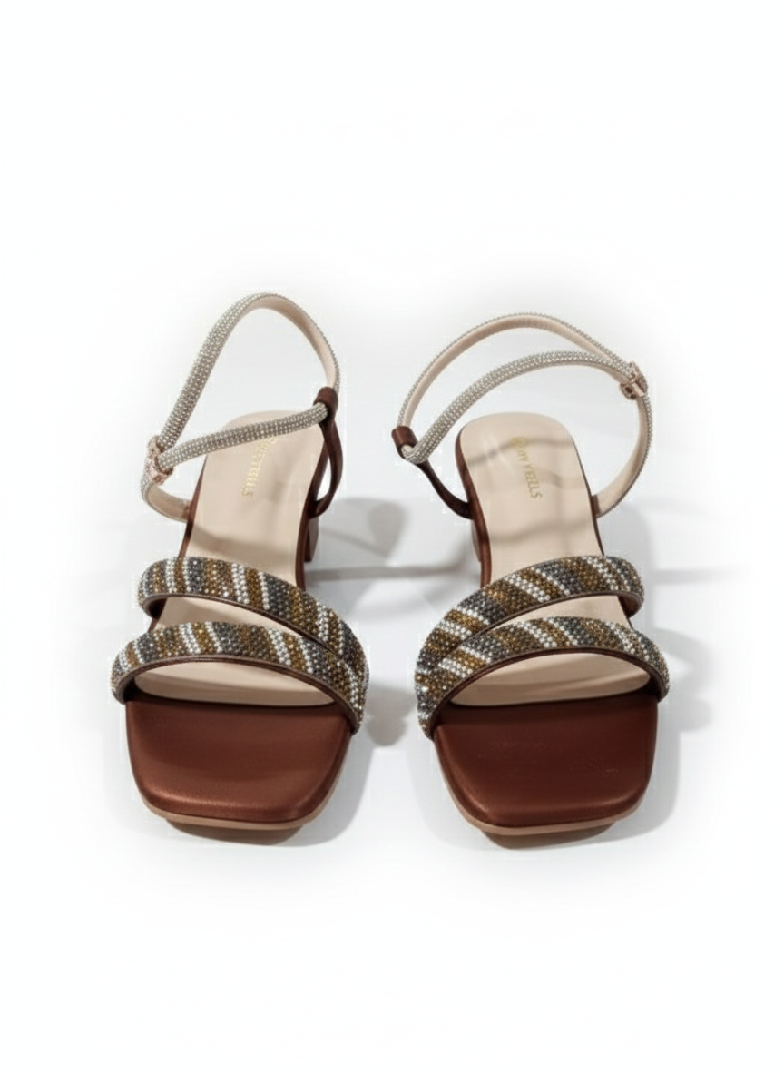 Aurora Stripe Crystal Block Heels