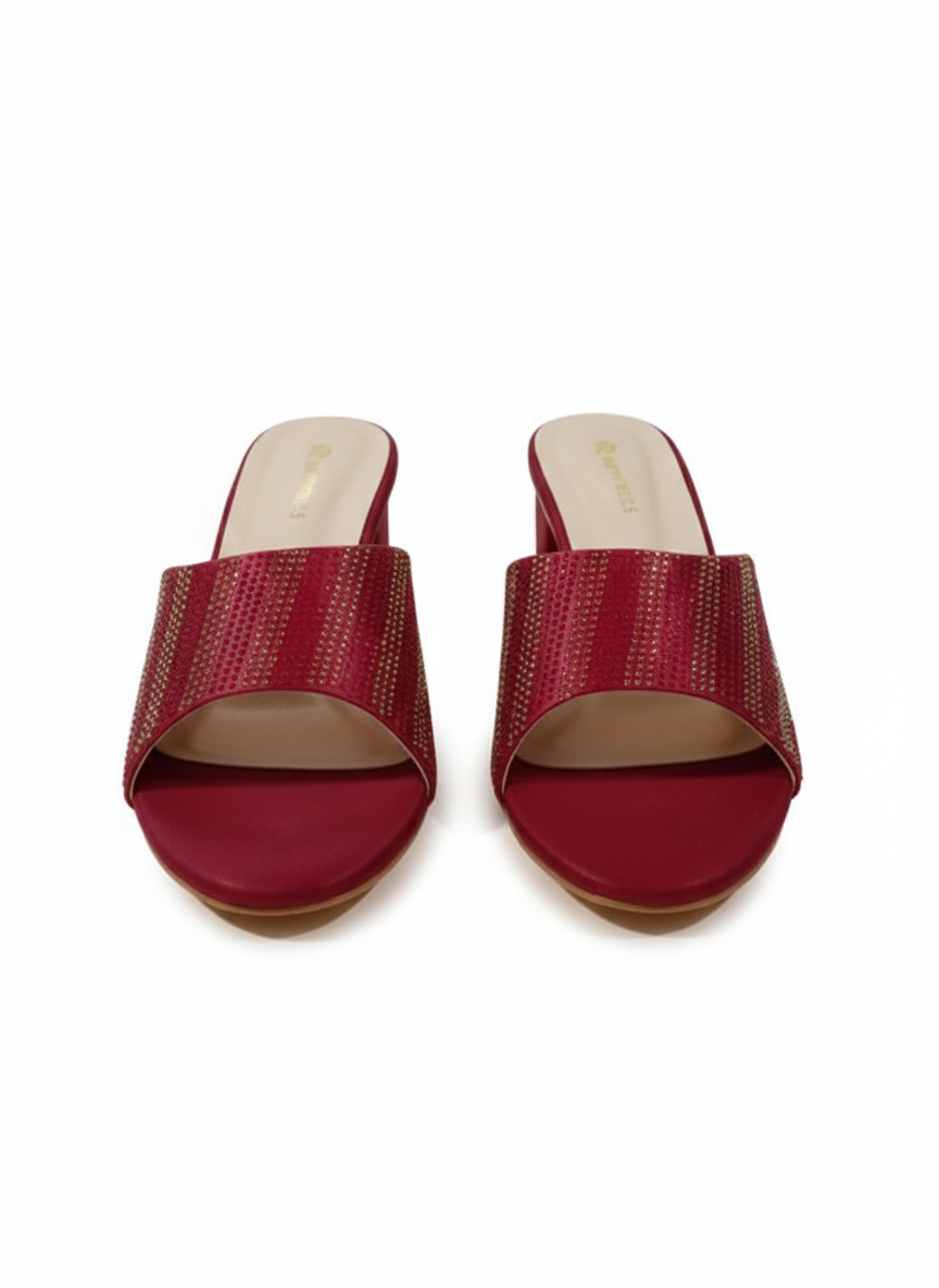 Stripe Glimmer Block Heels