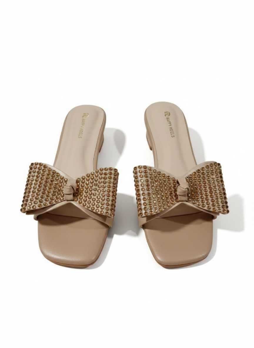 Luxe Bow Glimmer Block Heels