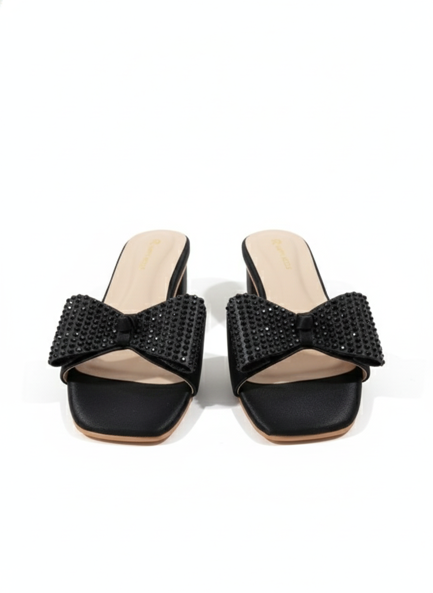 Luxe Bow Glimmer Block Heels